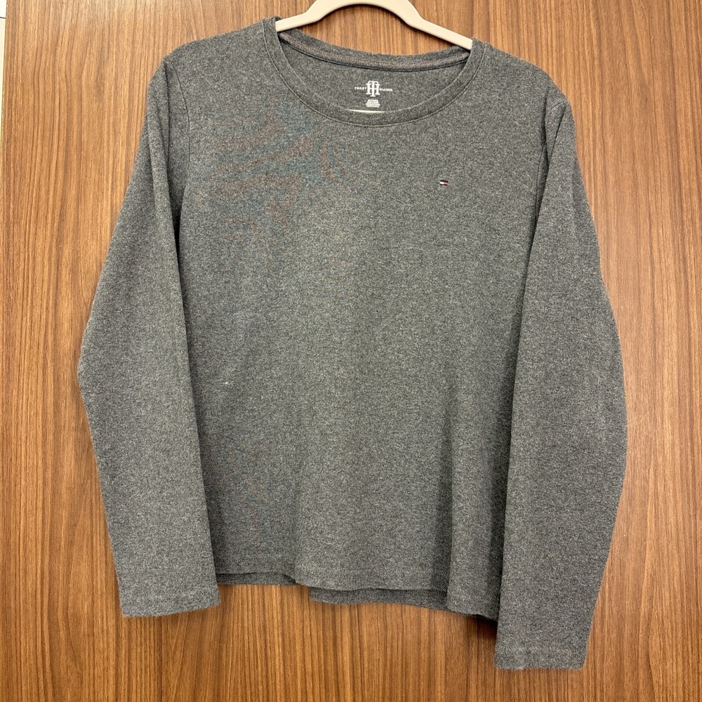 Lot Of 3 Tommy Hilfiger Long Sleeve Woman's Shirts Gray Navy Size XL - Picture 8 of 10